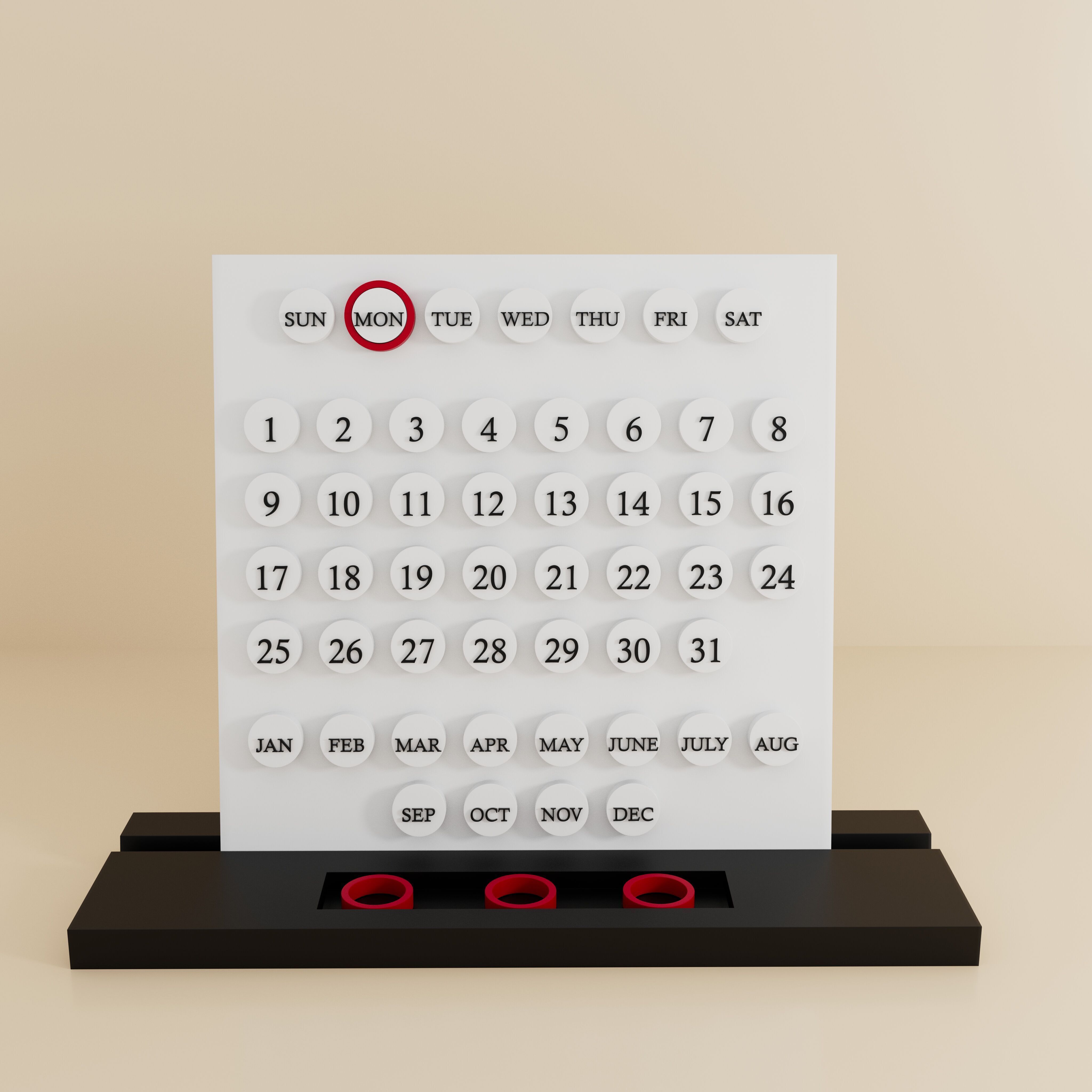 3D Printable STL File of Modern Table Calendar - Stylish 3D print model_1