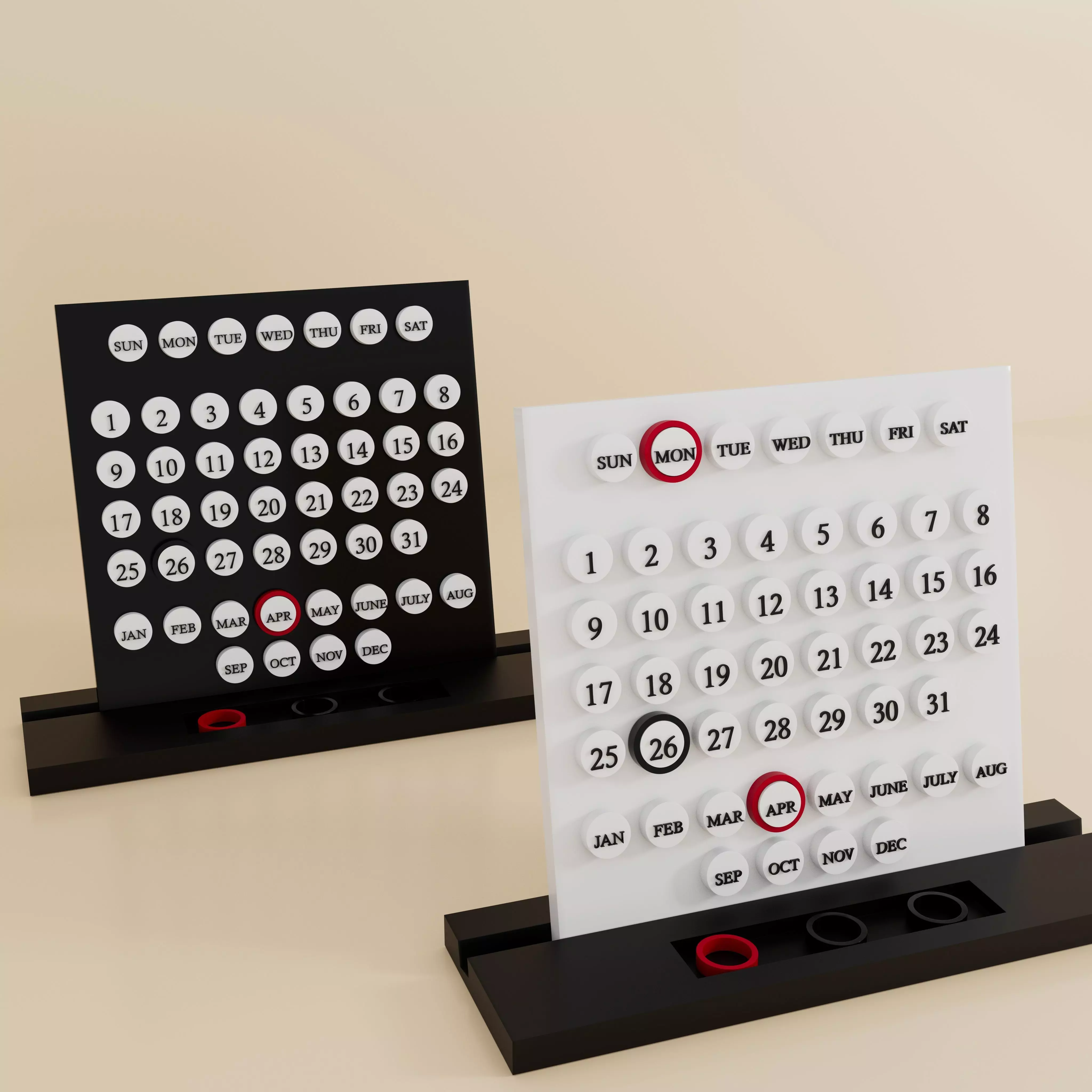 3D Printable STL File of Modern Table Calendar - Stylish 3D print model_0