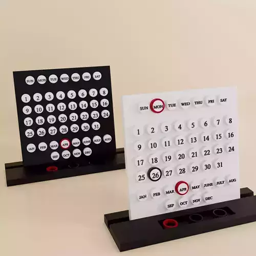 3D Printable STL File of Modern Table Calendar - Stylish
