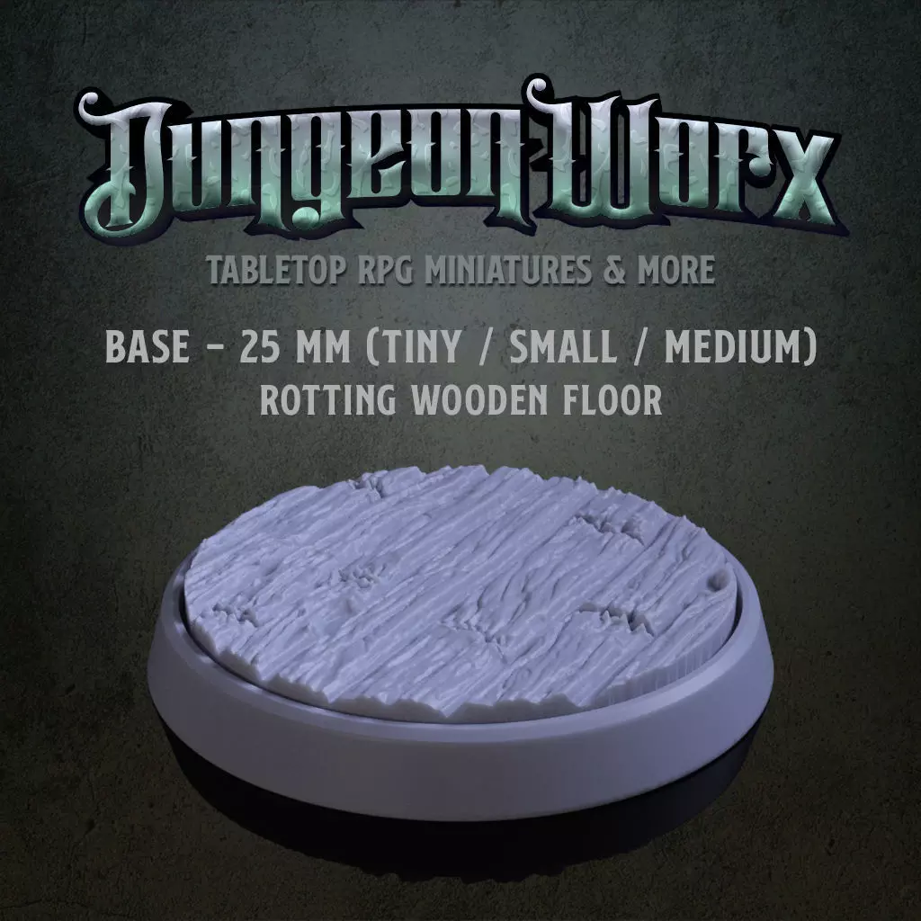 25 mm Tabletop RPG Miniature Base - Rotting Wooden Floor 3D print model