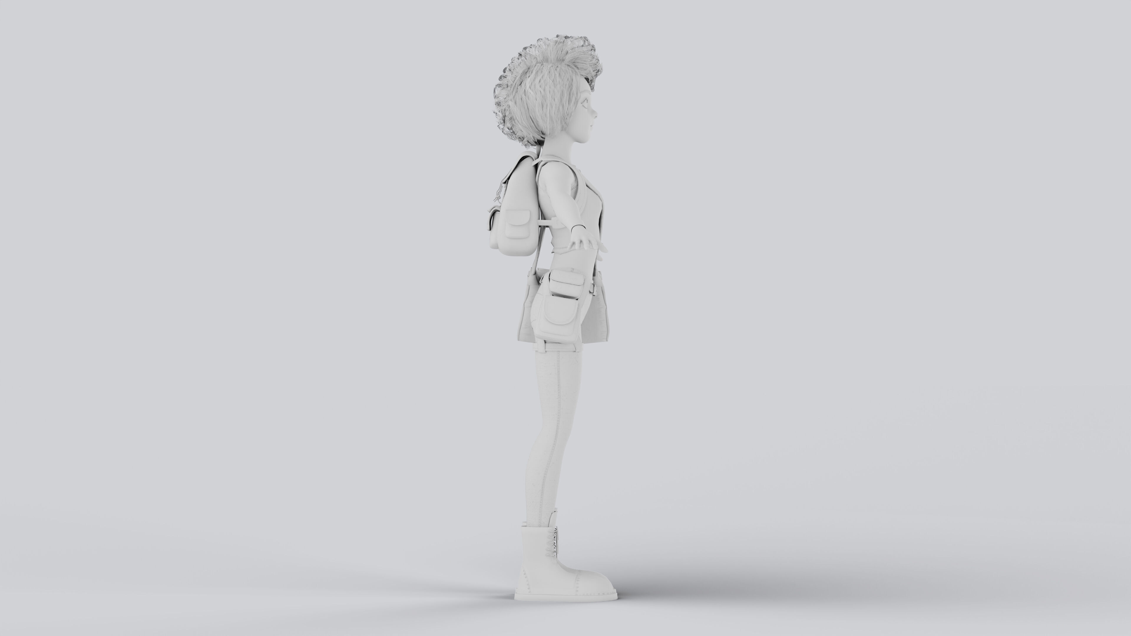 Adventure Character Female Fully Rigged Game Ready 3D model_7