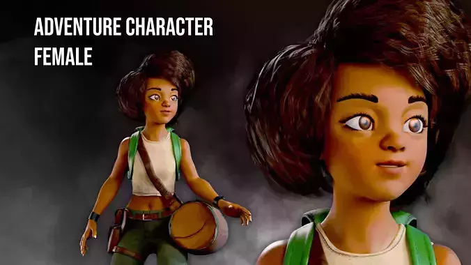 Adventure Character Female Fully Rigged Game Ready 3D model