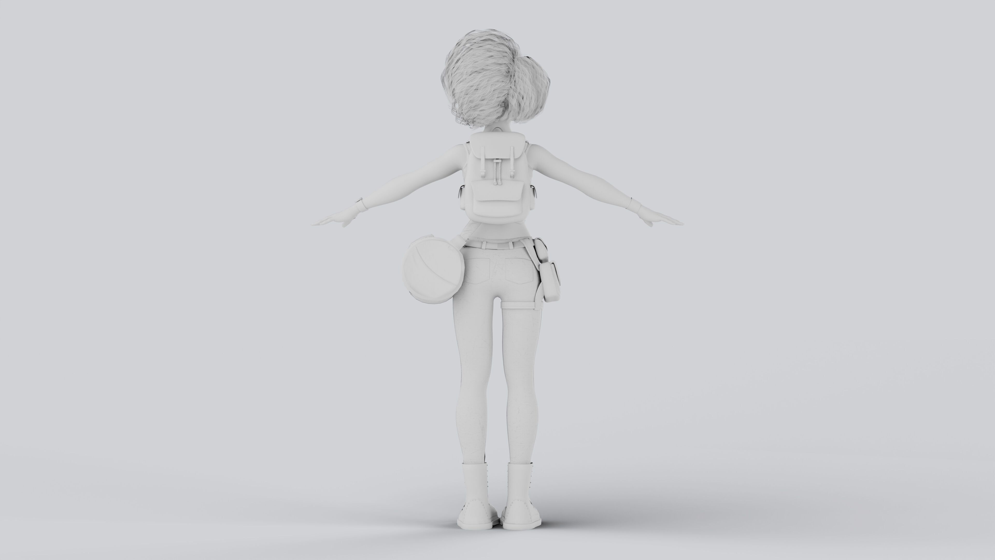 Adventure Character Female Fully Rigged Game Ready 3D model_6
