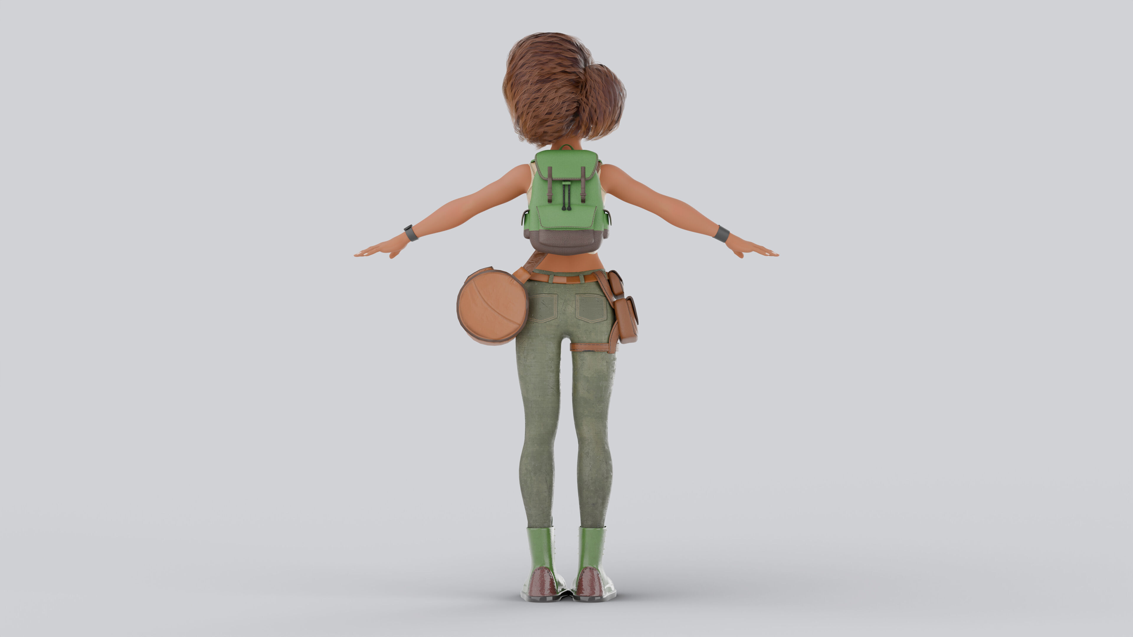 Adventure Character Female Fully Rigged Game Ready 3D model_3