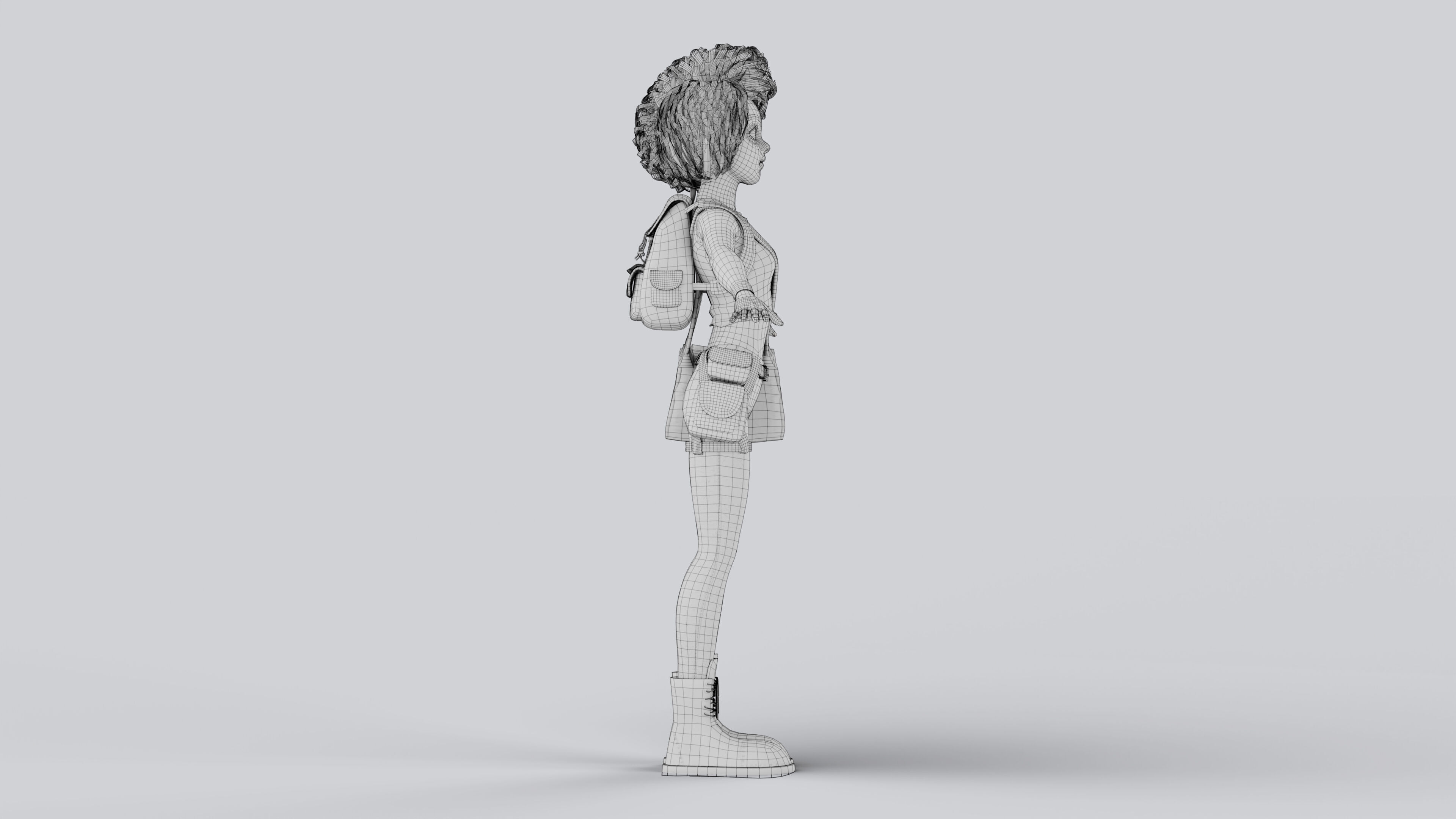 Adventure Character Female Fully Rigged Game Ready 3D model_10