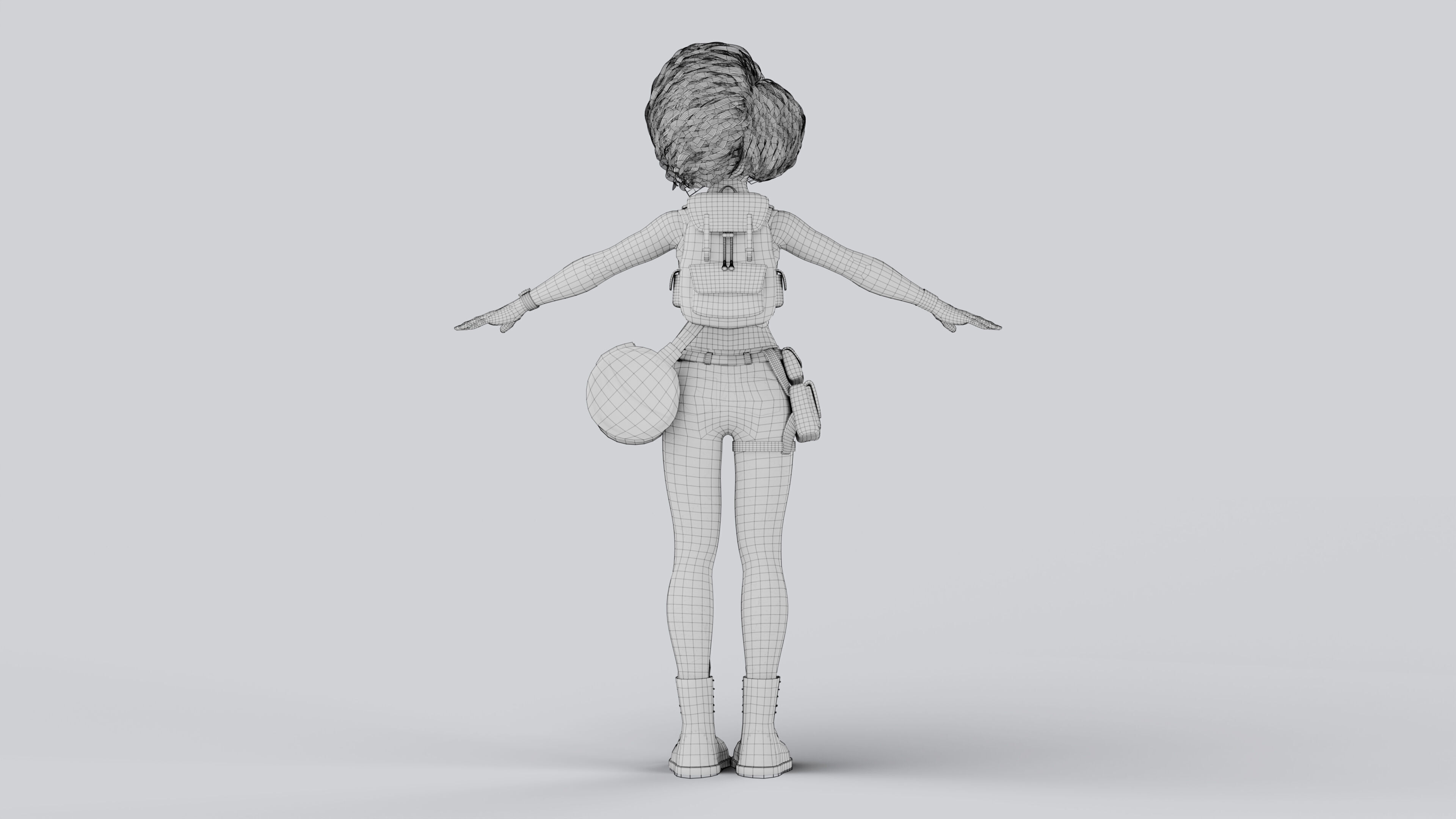 Adventure Character Female Fully Rigged Game Ready 3D model_9