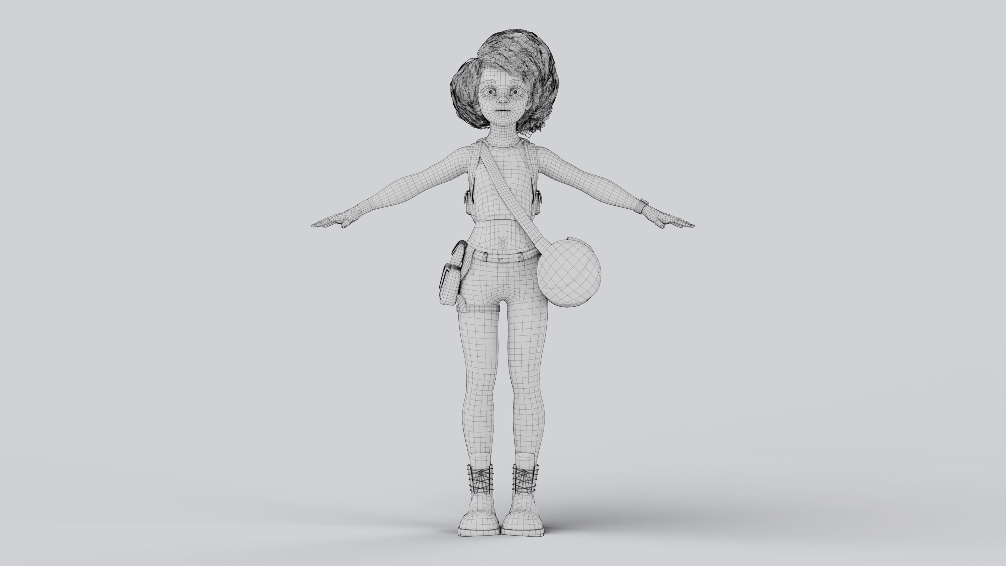 Adventure Character Female Fully Rigged Game Ready 3D model_8