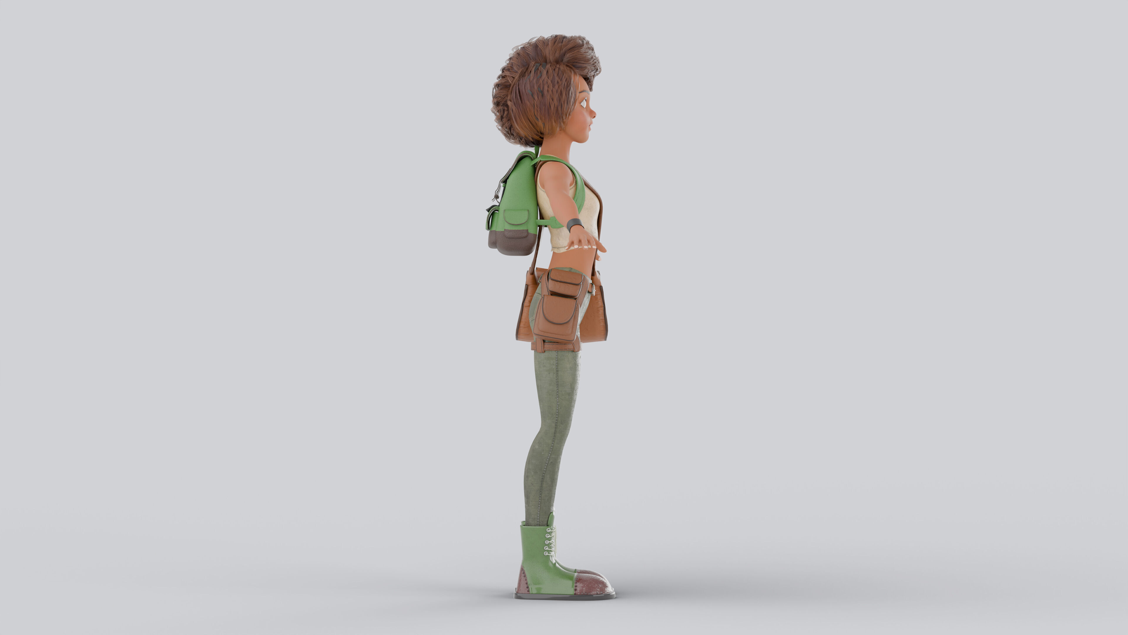 Adventure Character Female Fully Rigged Game Ready 3D model_4