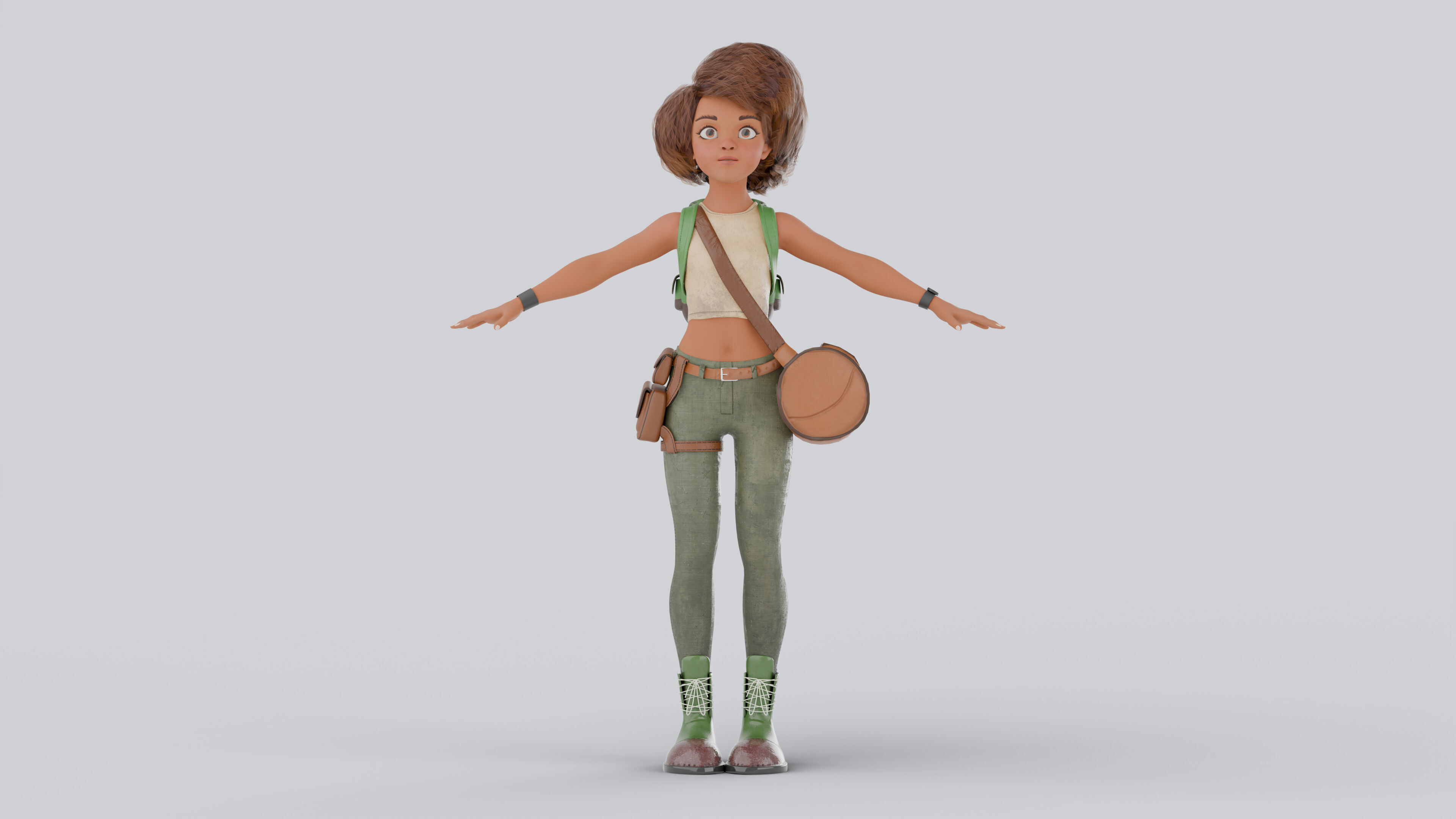 Adventure Character Female Fully Rigged Game Ready 3D model_2