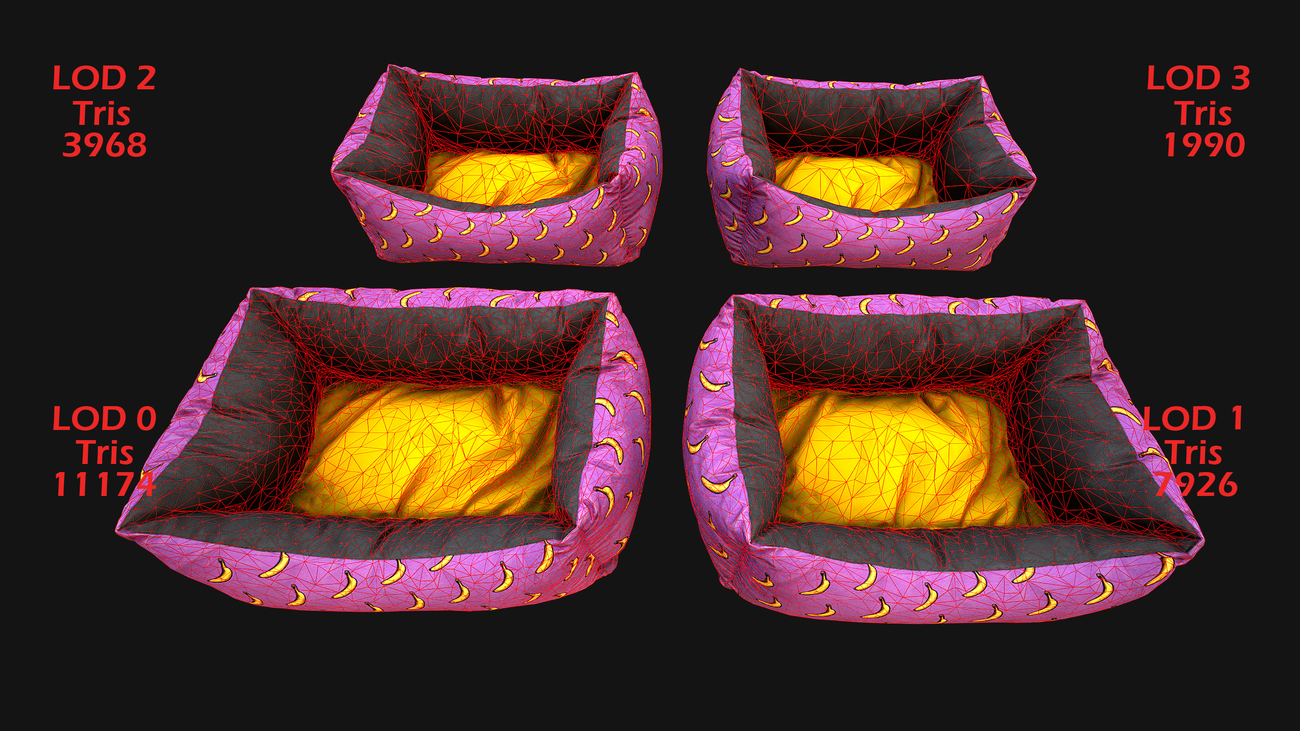 Bed for Animals Dog Cat Rodent Hamster Rat Pet Set Low-poly 3D model_6