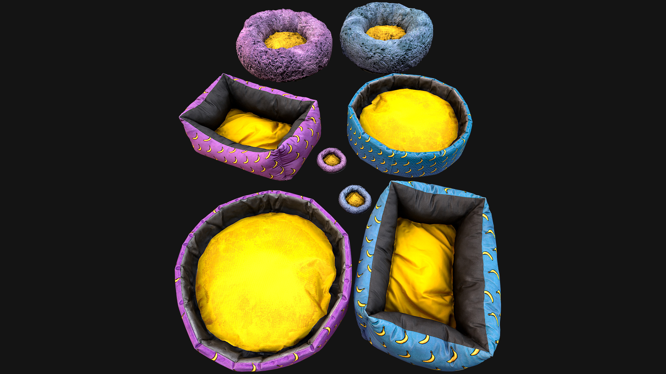 Bed for Animals Dog Cat Rodent Hamster Rat Pet Set Low-poly 3D model_2