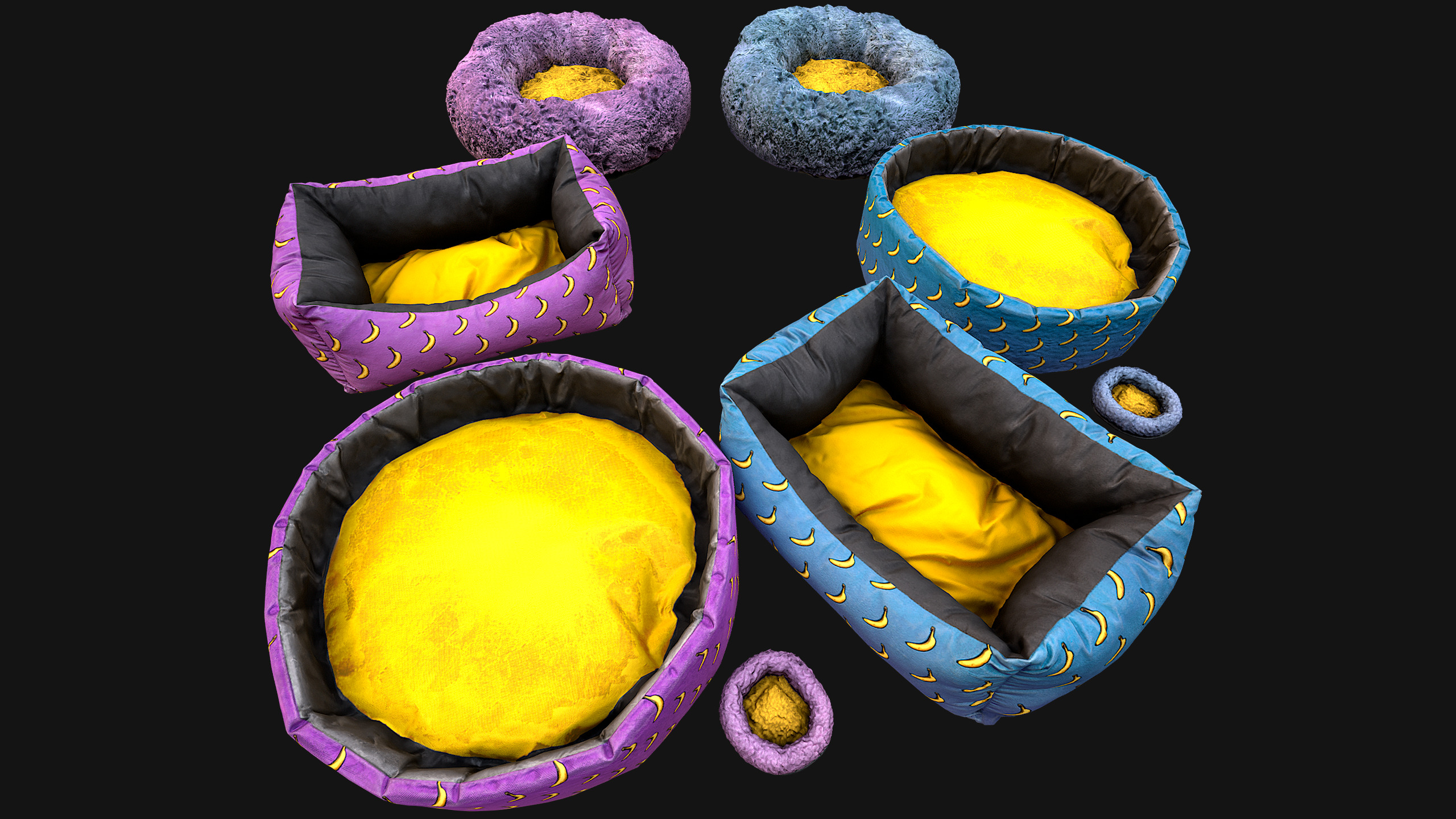 Bed for Animals Dog Cat Rodent Hamster Rat Pet Set Low-poly 3D model_3