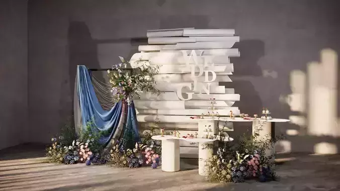 Modern niche paper art exhibition area