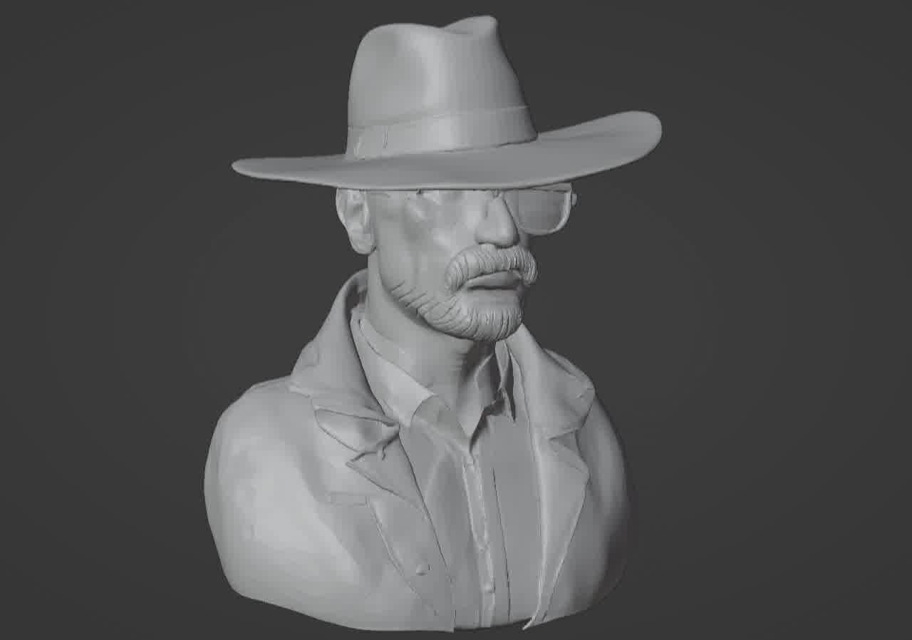Walter White Heisenberg Bust - Breaking Bad 3D Printable Model 3D print model_13