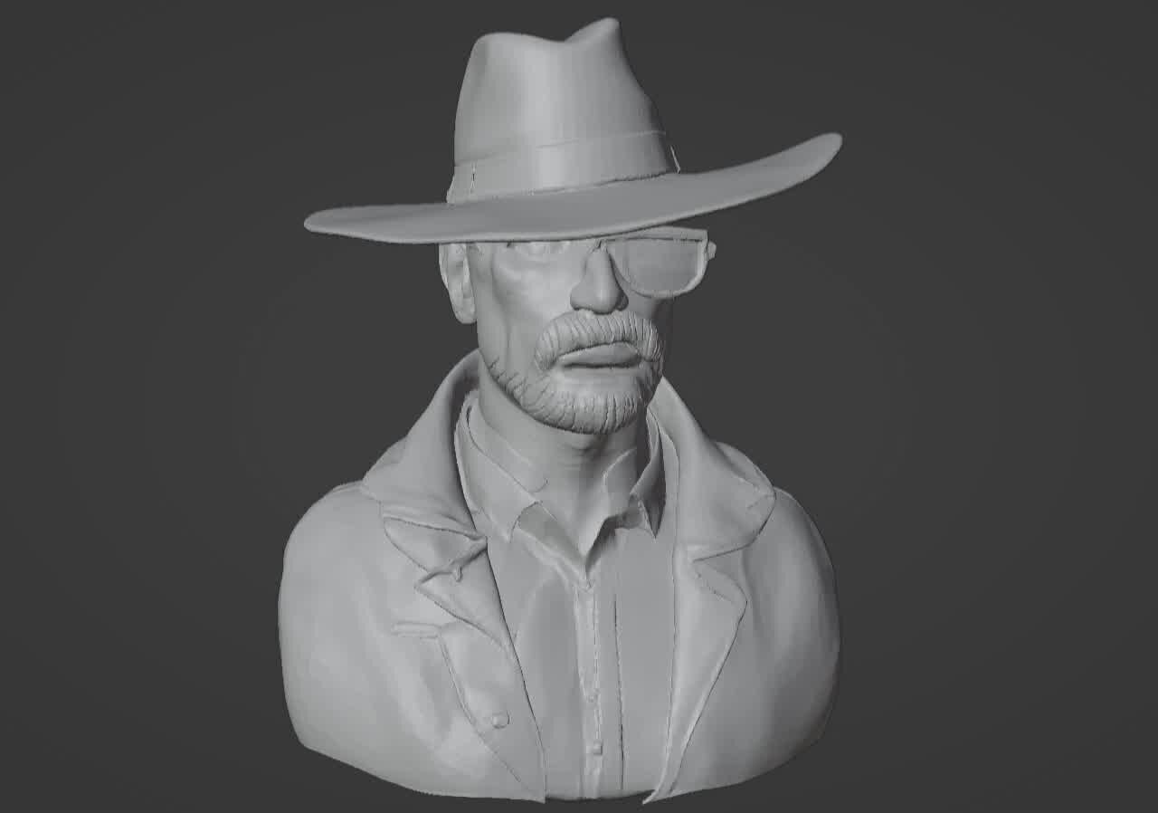 Walter White Heisenberg Bust - Breaking Bad 3D Printable Model 3D print model_11
