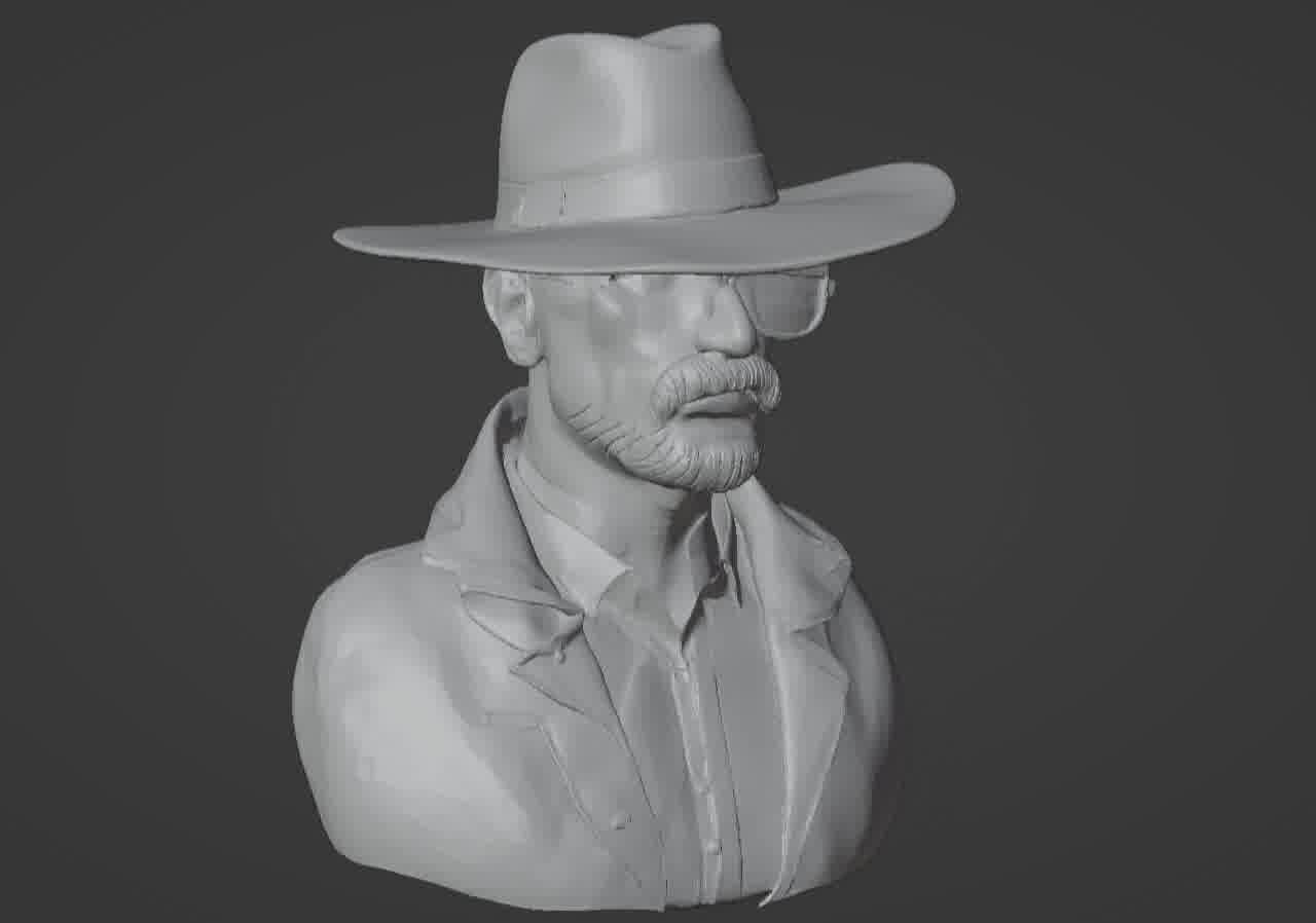 Walter White Heisenberg Bust - Breaking Bad 3D Printable Model 3D print model_14