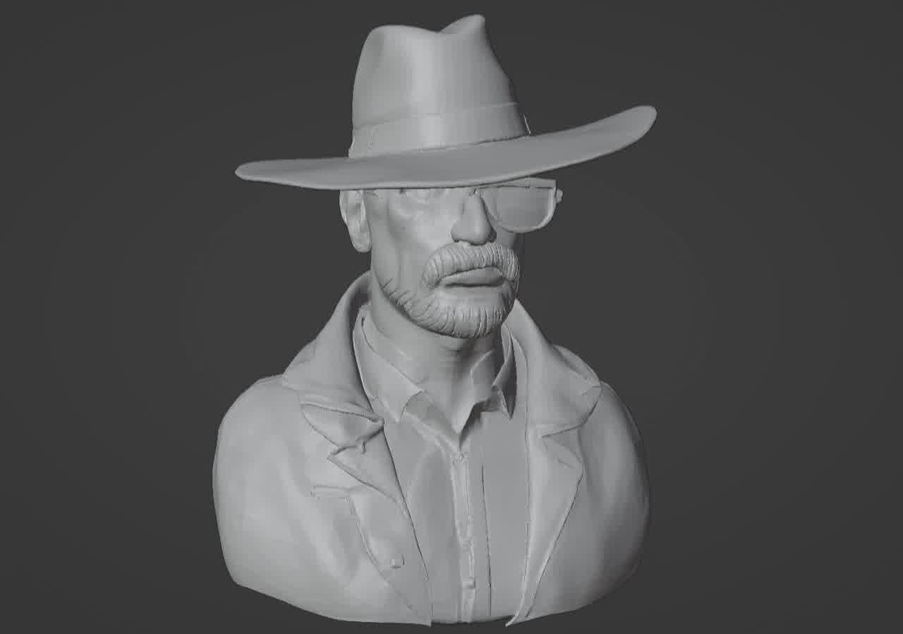 Walter White Heisenberg Bust - Breaking Bad 3D Printable Model 3D print model_12