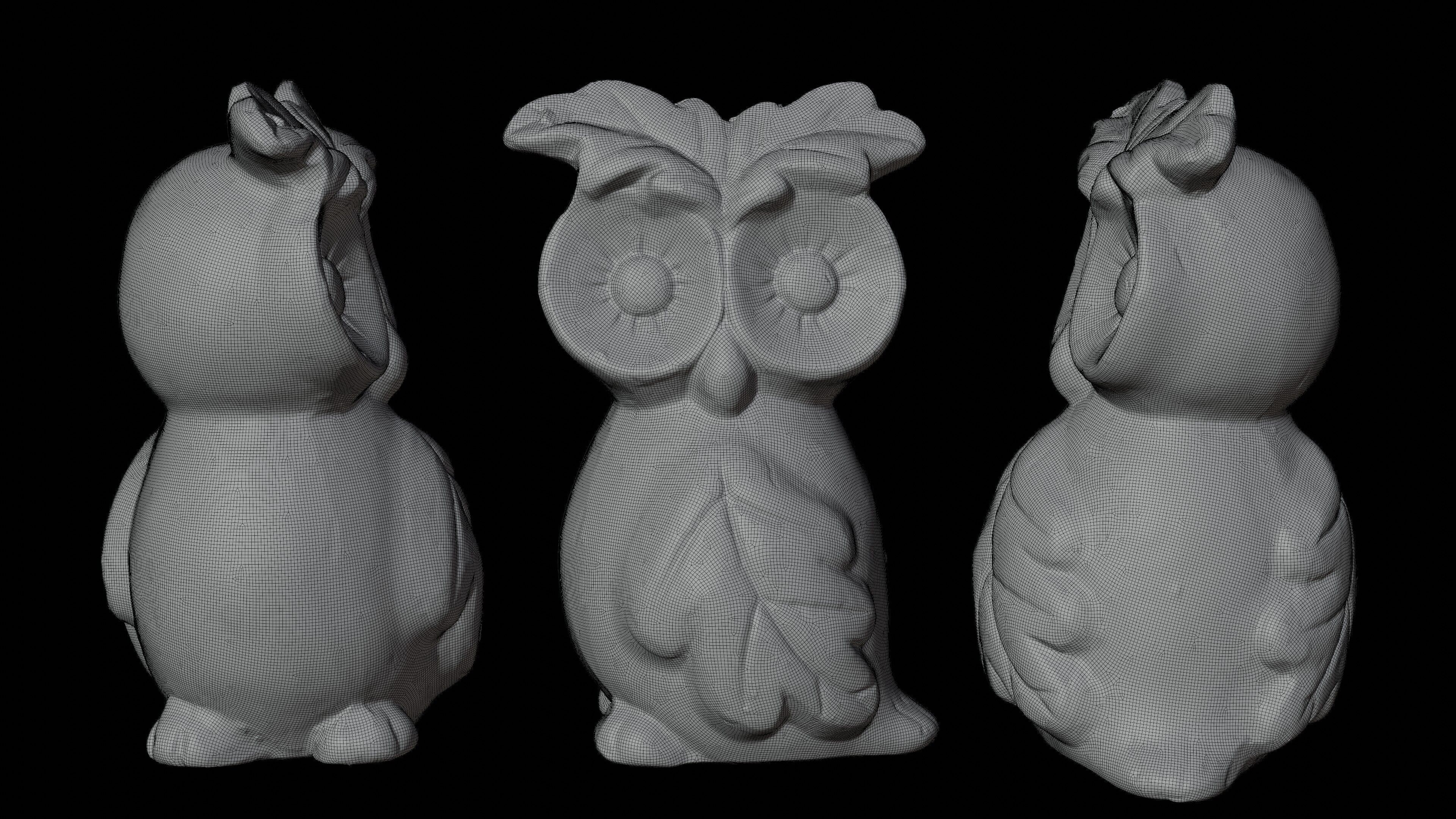 Photoscan of a small owl statue - Highpoly 3D model_1