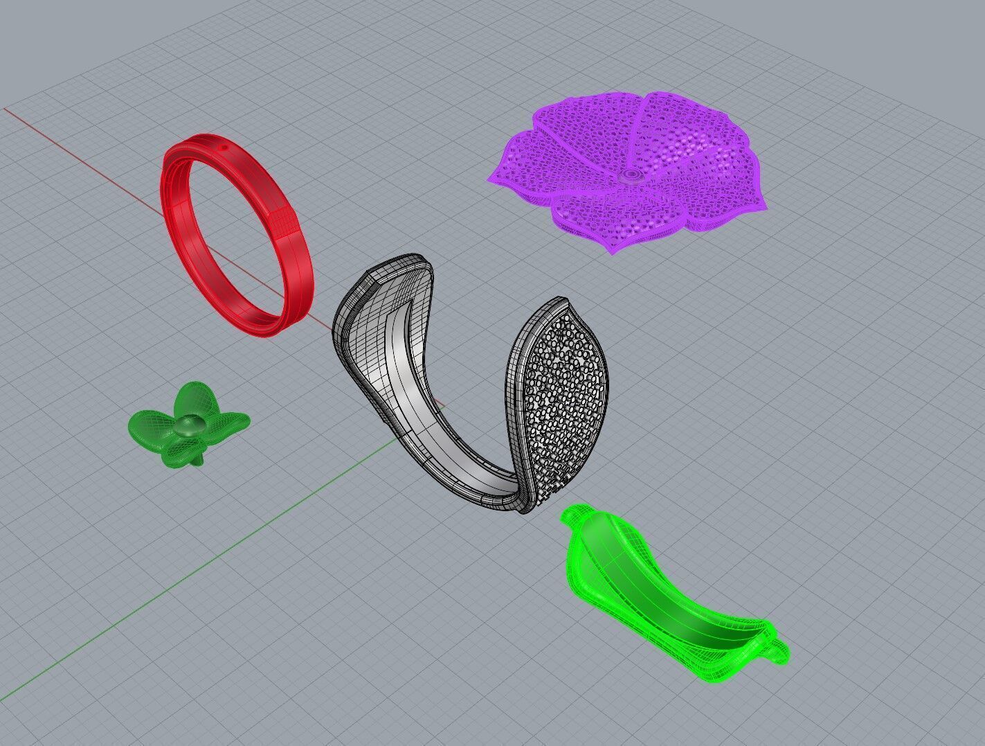 gold silver ring 3D print model_2