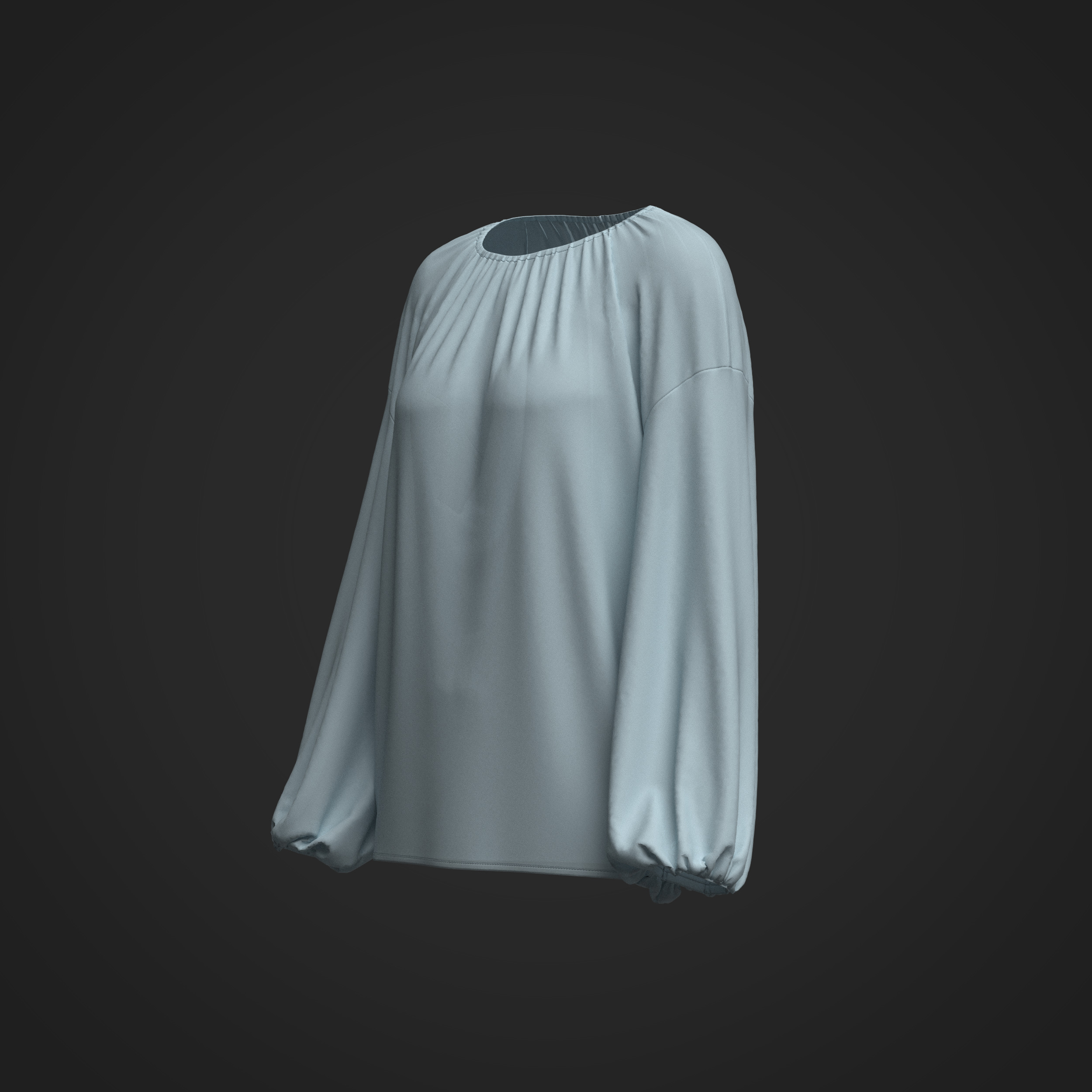 Female Shirring Blouse 3D model_11