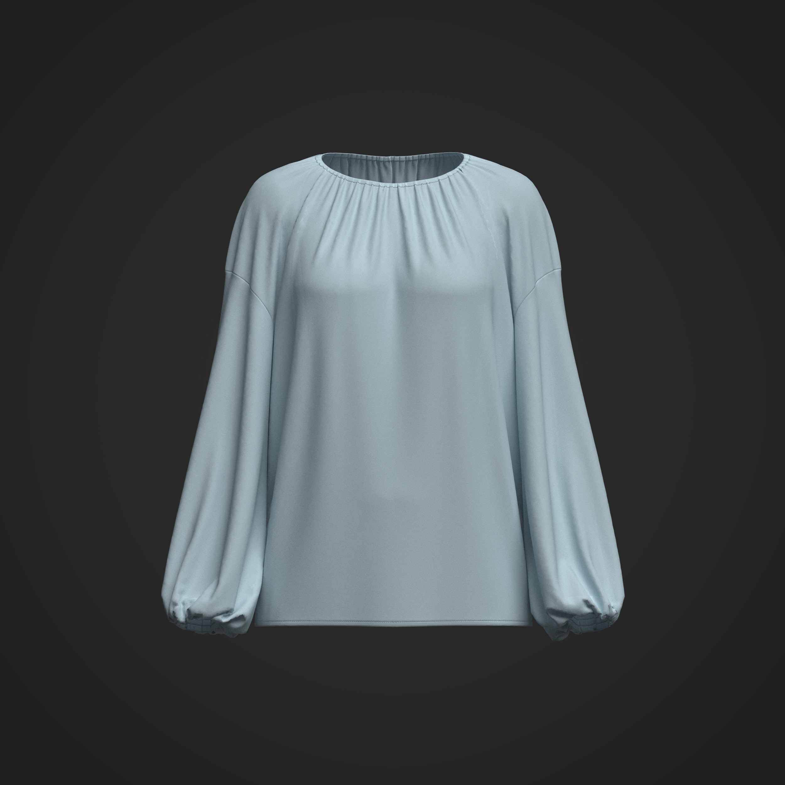 Female Shirring Blouse 3D model_4