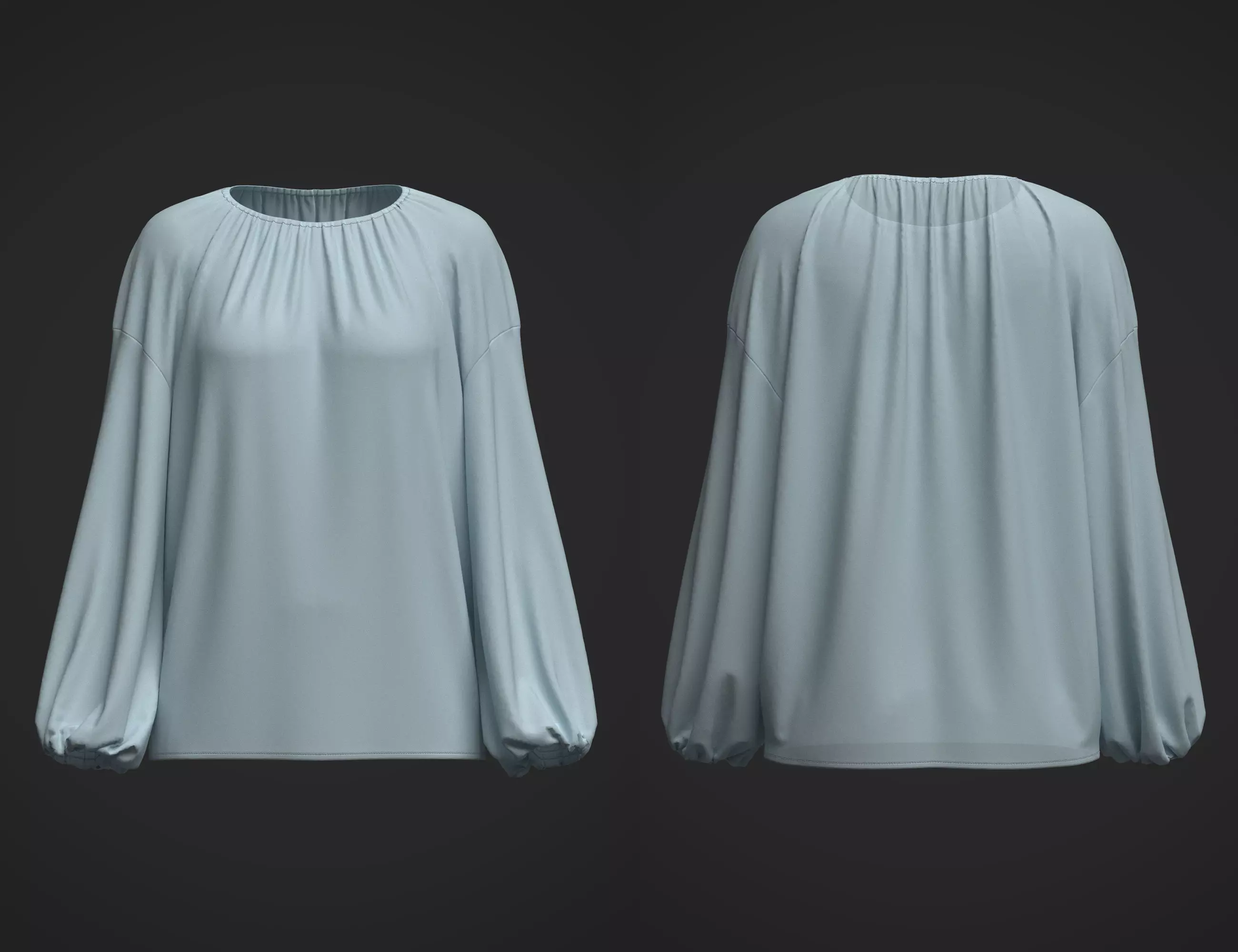 Female Shirring Blouse 3D model_0