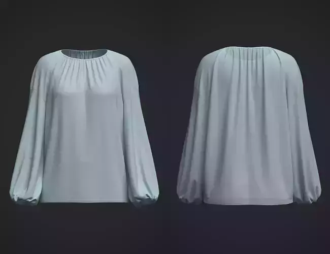 Female Shirring Blouse 3D model Female Shirring Blouse 3D model