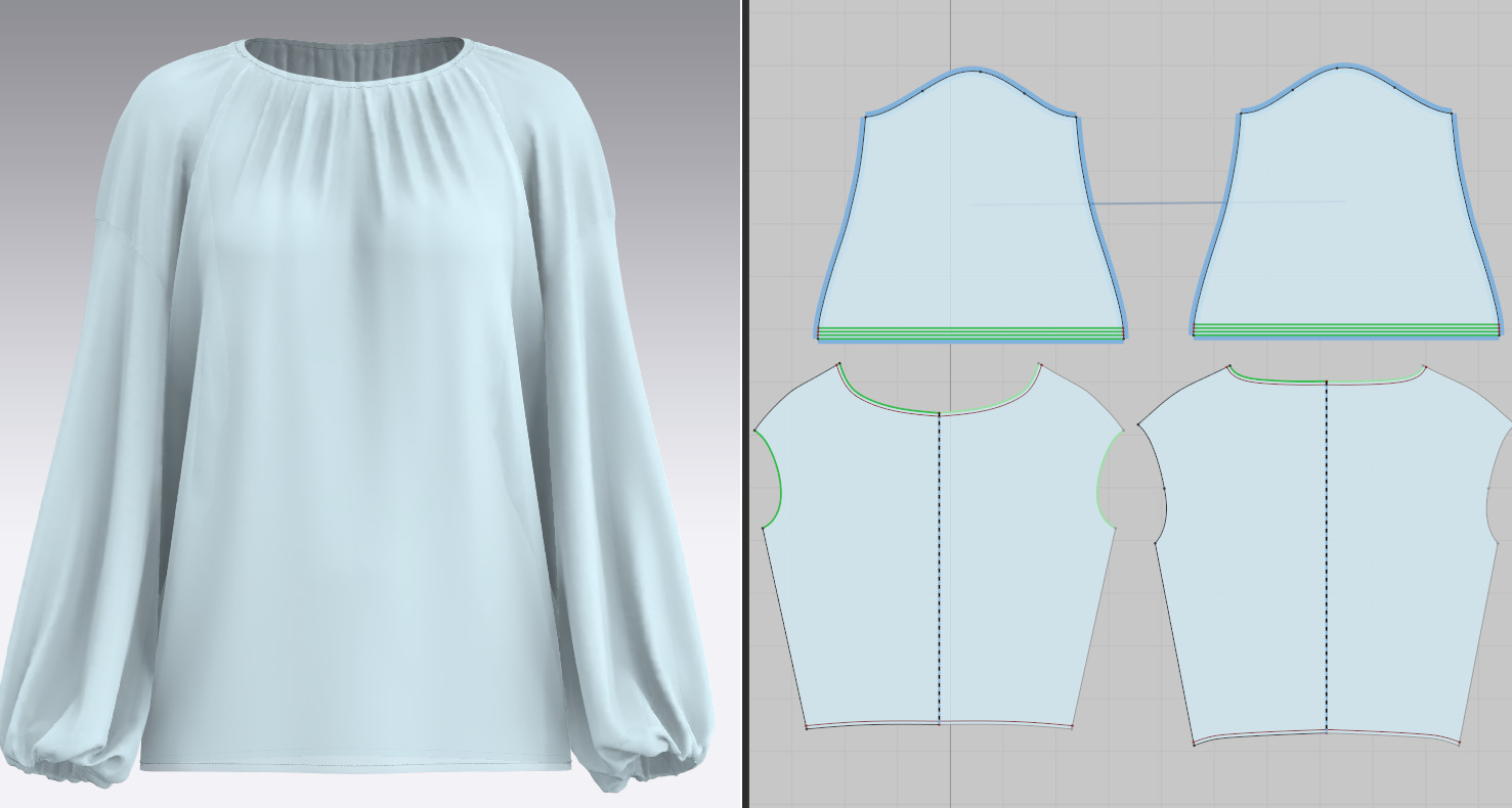 Female Shirring Blouse 3D model_1