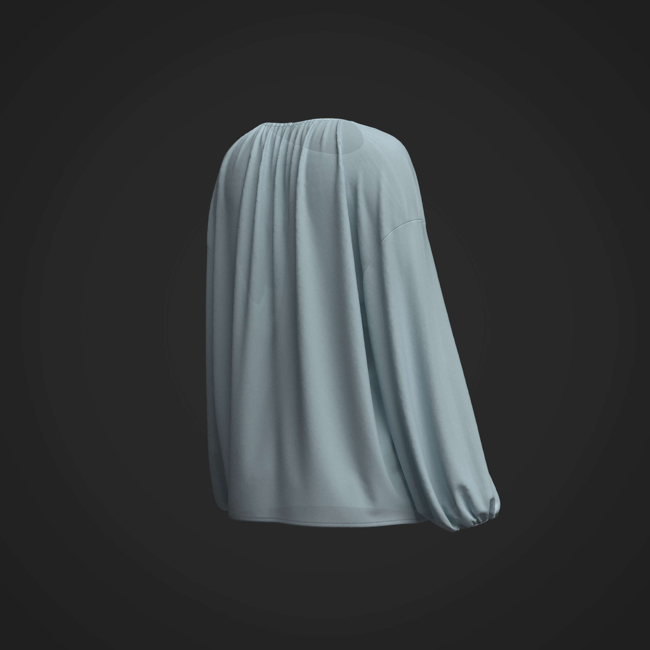Female Shirring Blouse 3D model_7