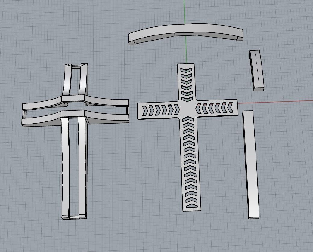 gold silver cross 3D print model_3
