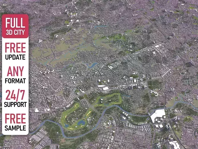 Tangerang Selatan - 3D City Model Low-poly 3D model