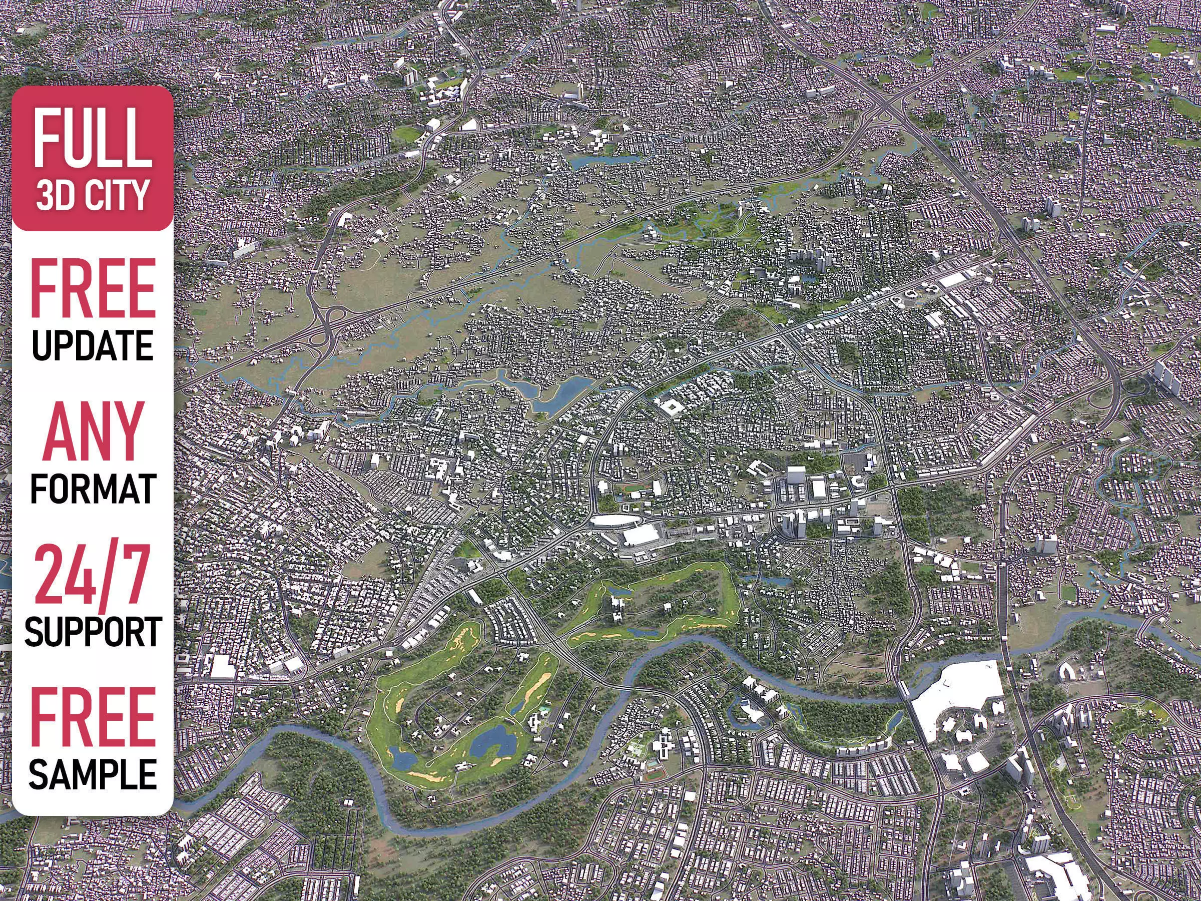 Tangerang Selatan - 3D City Model Low-poly 3D model_0