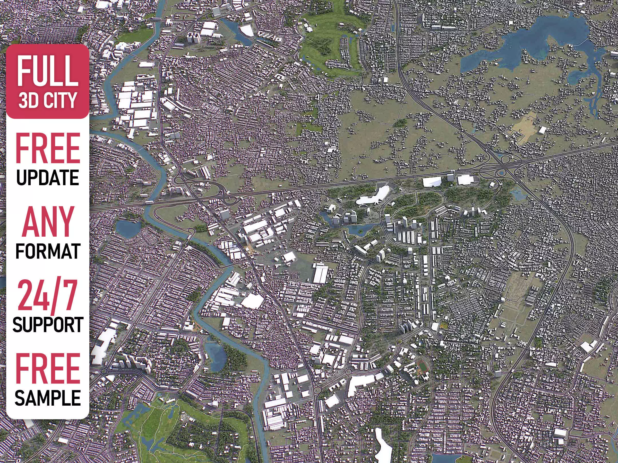 Tangerang - 3D City Model Low-poly 3D model_0