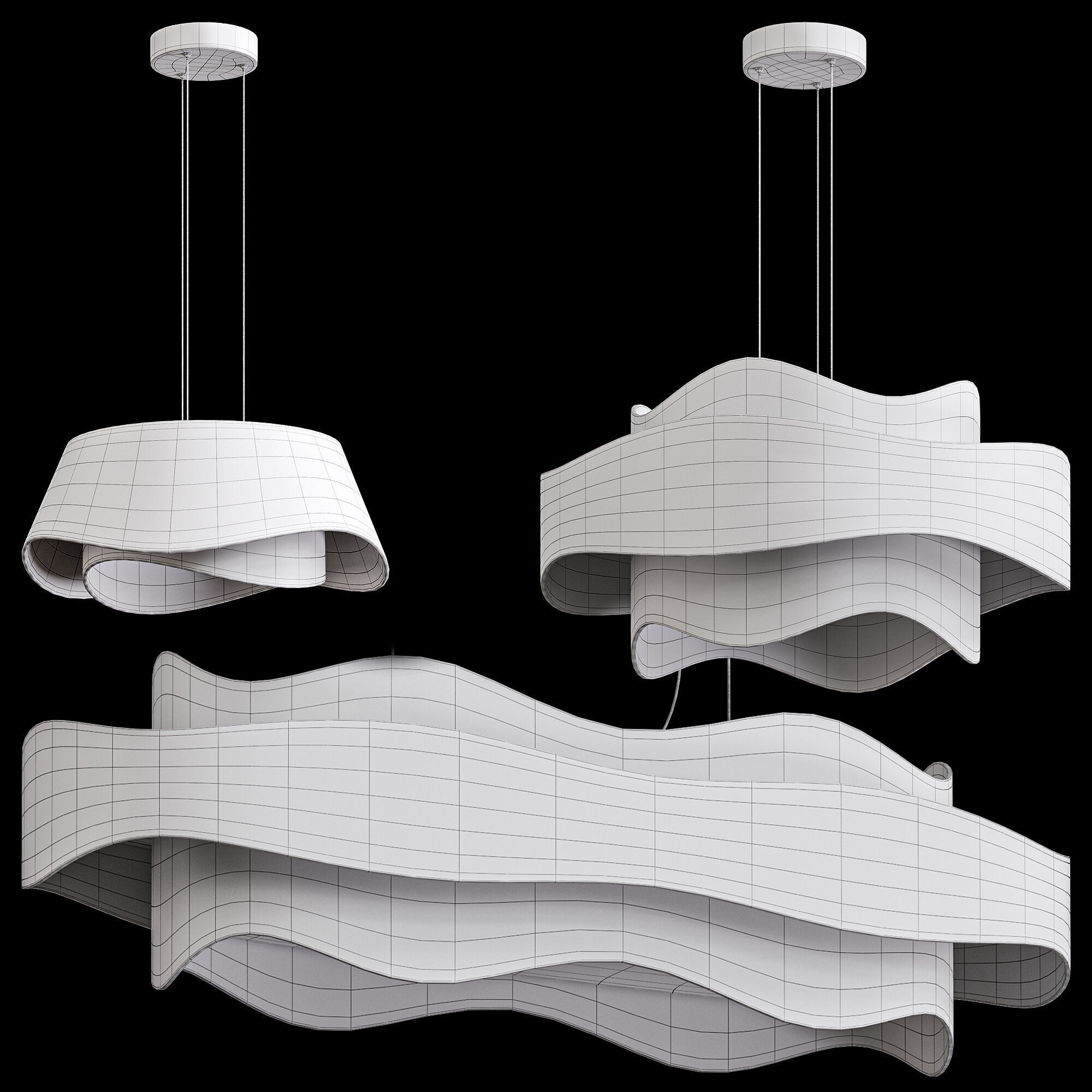 Bella Pendant Light 3 Style Chandelier by Lassola Low-poly 3D model_4