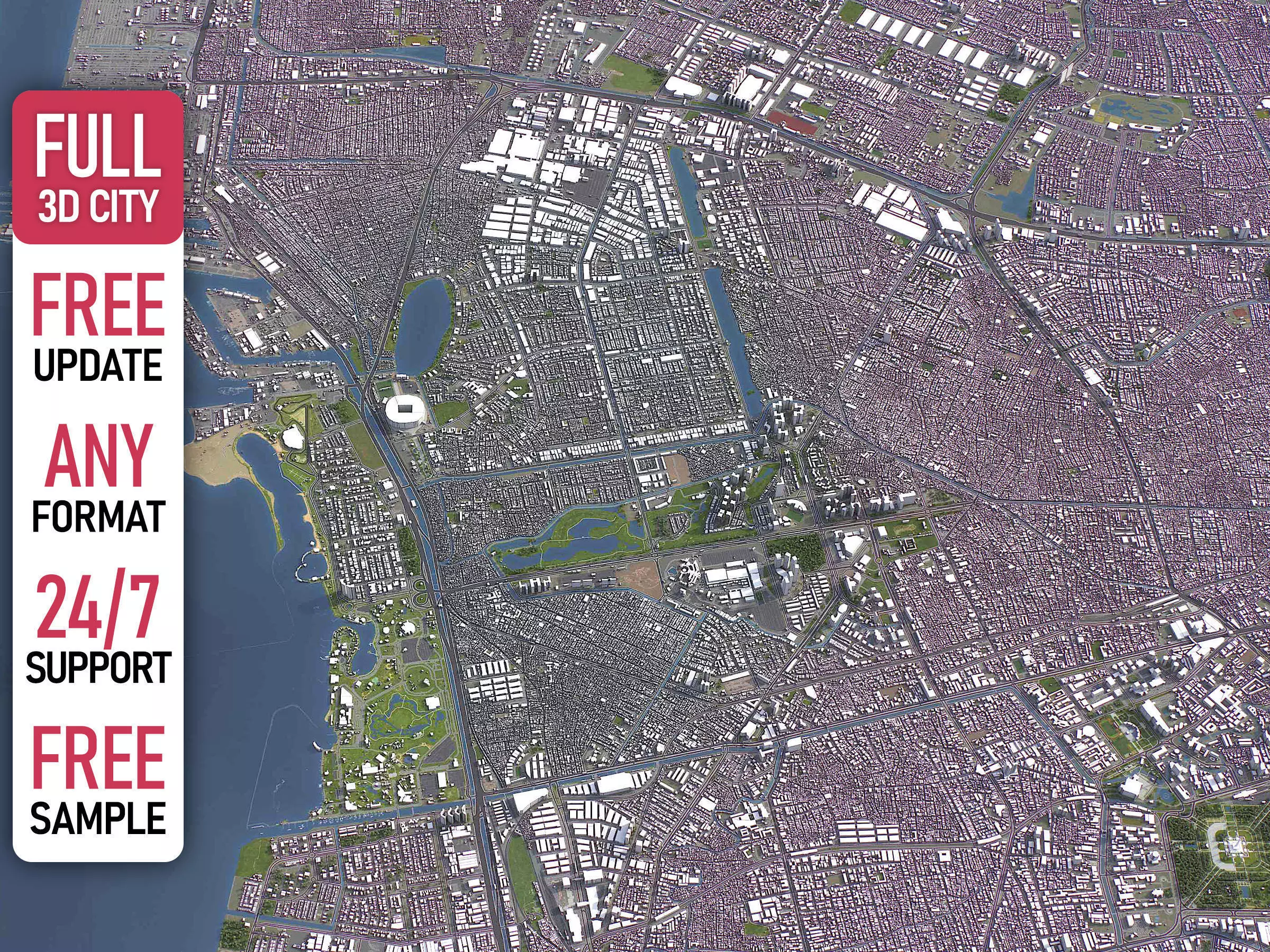 Jakarta Utara - 3D City Model Low-poly 3D model_0