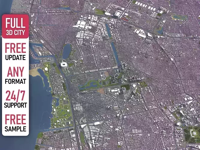 Jakarta Utara - 3D City Model Low-poly 3D model