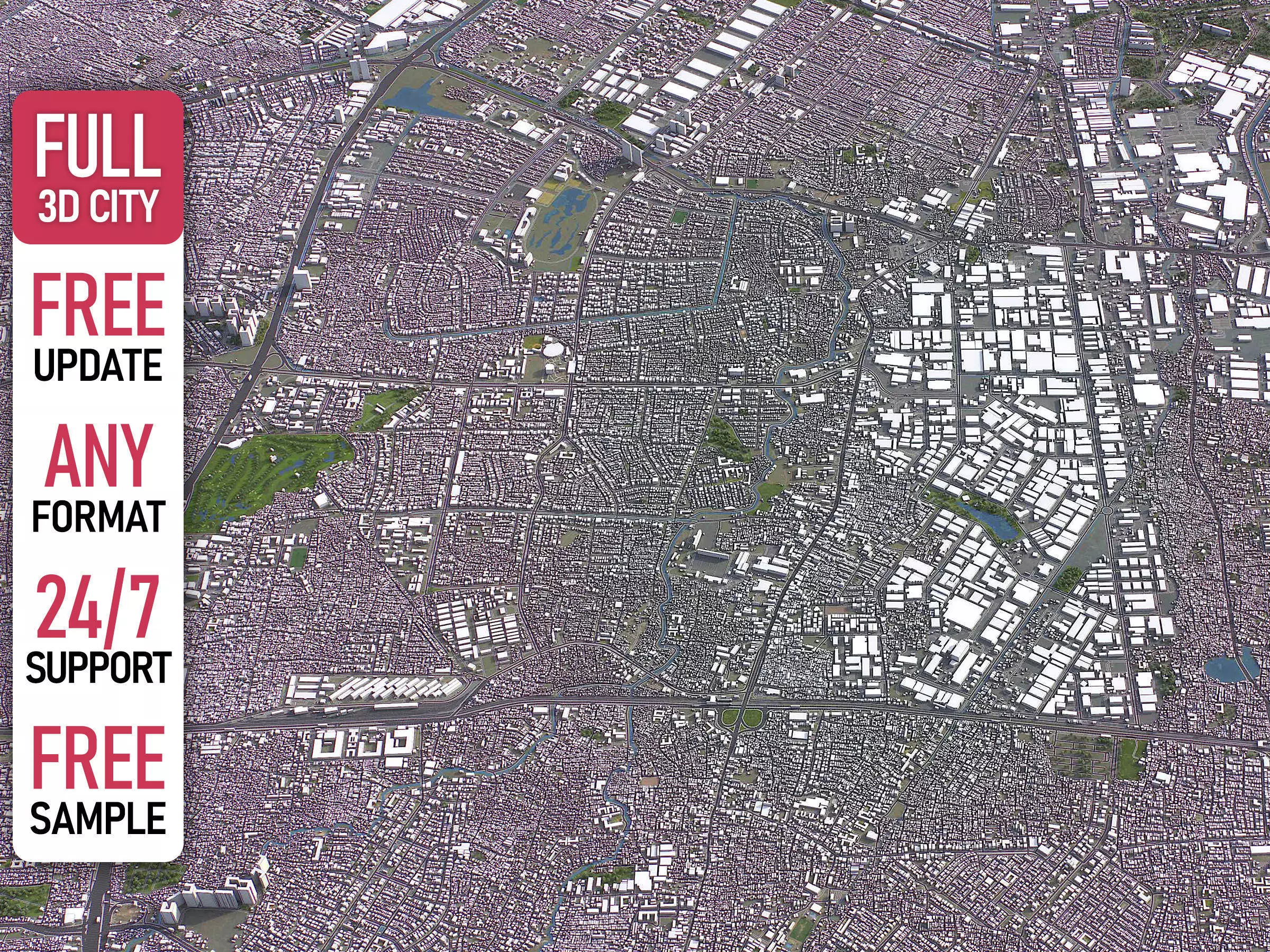 Jakarta Timur - 3D City Model Low-poly 3D model_0