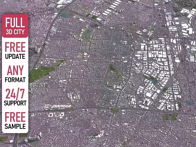 Jakarta Timur - 3D City Model Low-poly 3D model