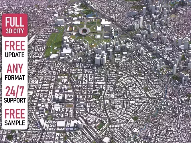 Jakarta Selatan - 3D City Model Low-poly 3D model