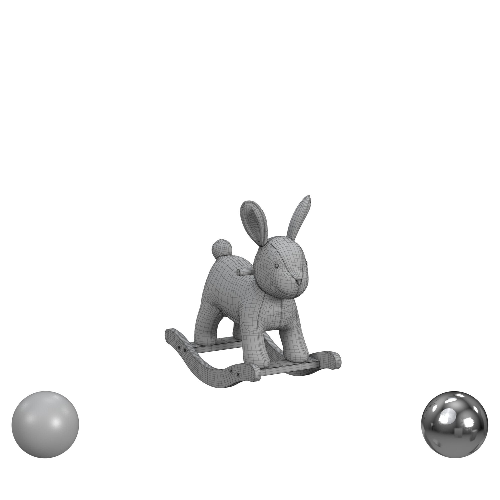 Bunny Critter Plush Nursery Rocker 3D model_3