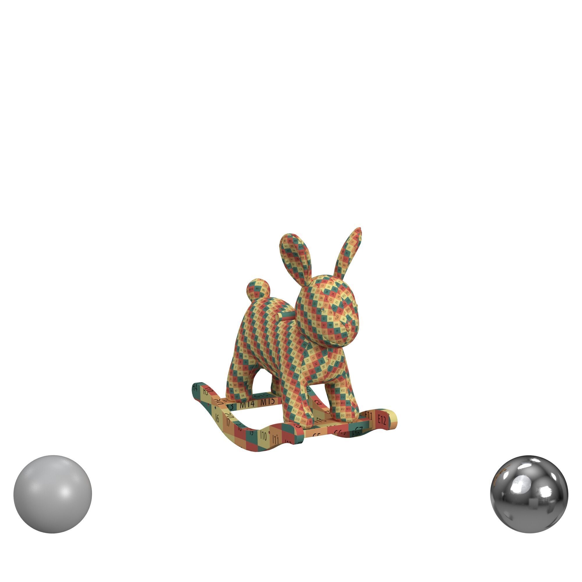 Bunny Critter Plush Nursery Rocker 3D model_2