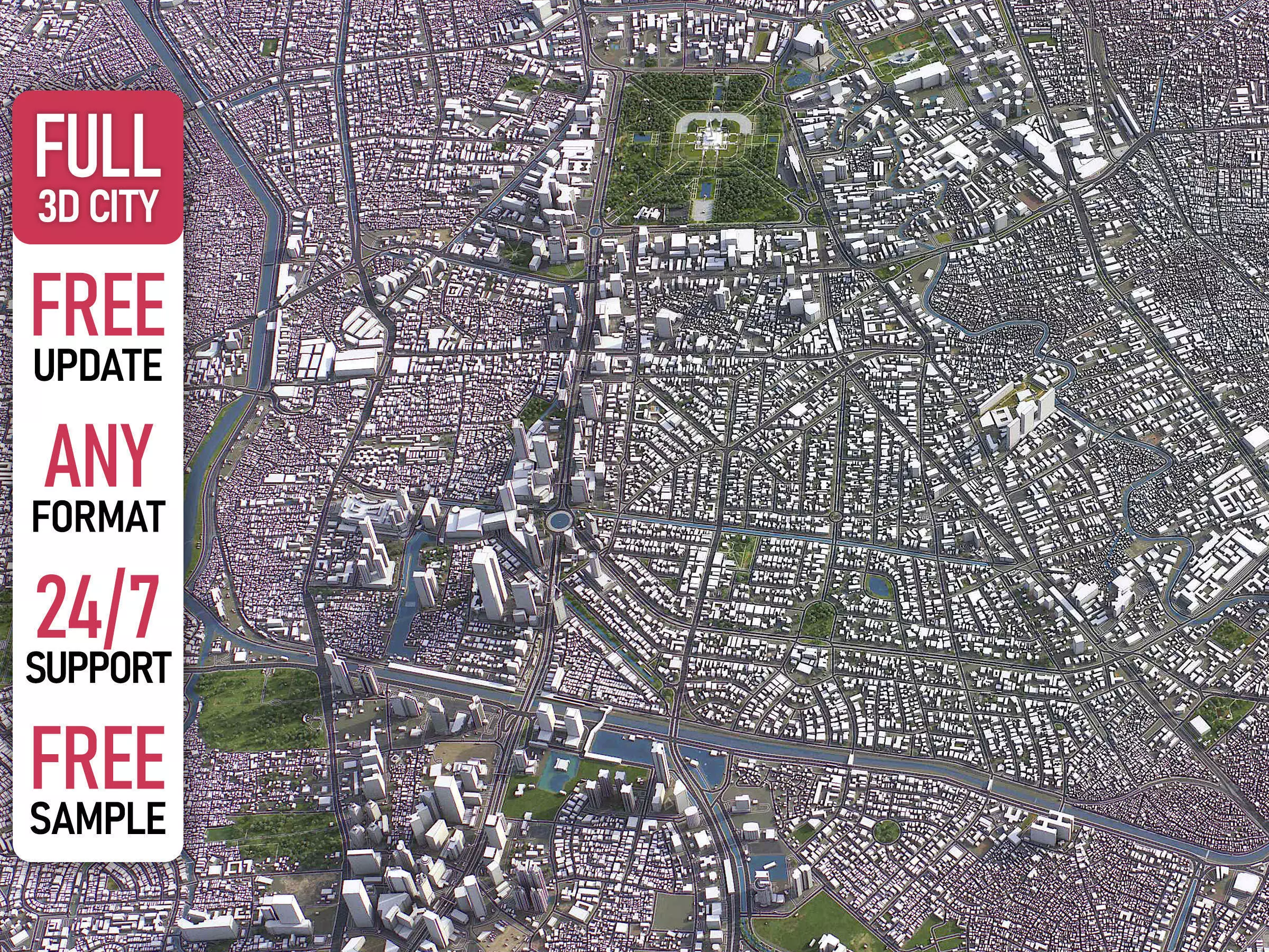 Jakarta Pusat - 3D City Model Low-poly 3D model_0