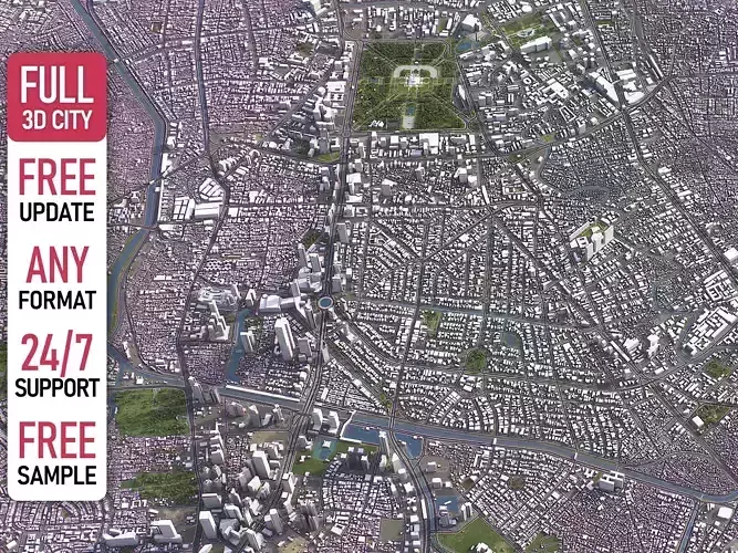 Jakarta Pusat - 3D City Model Low-poly 3D model