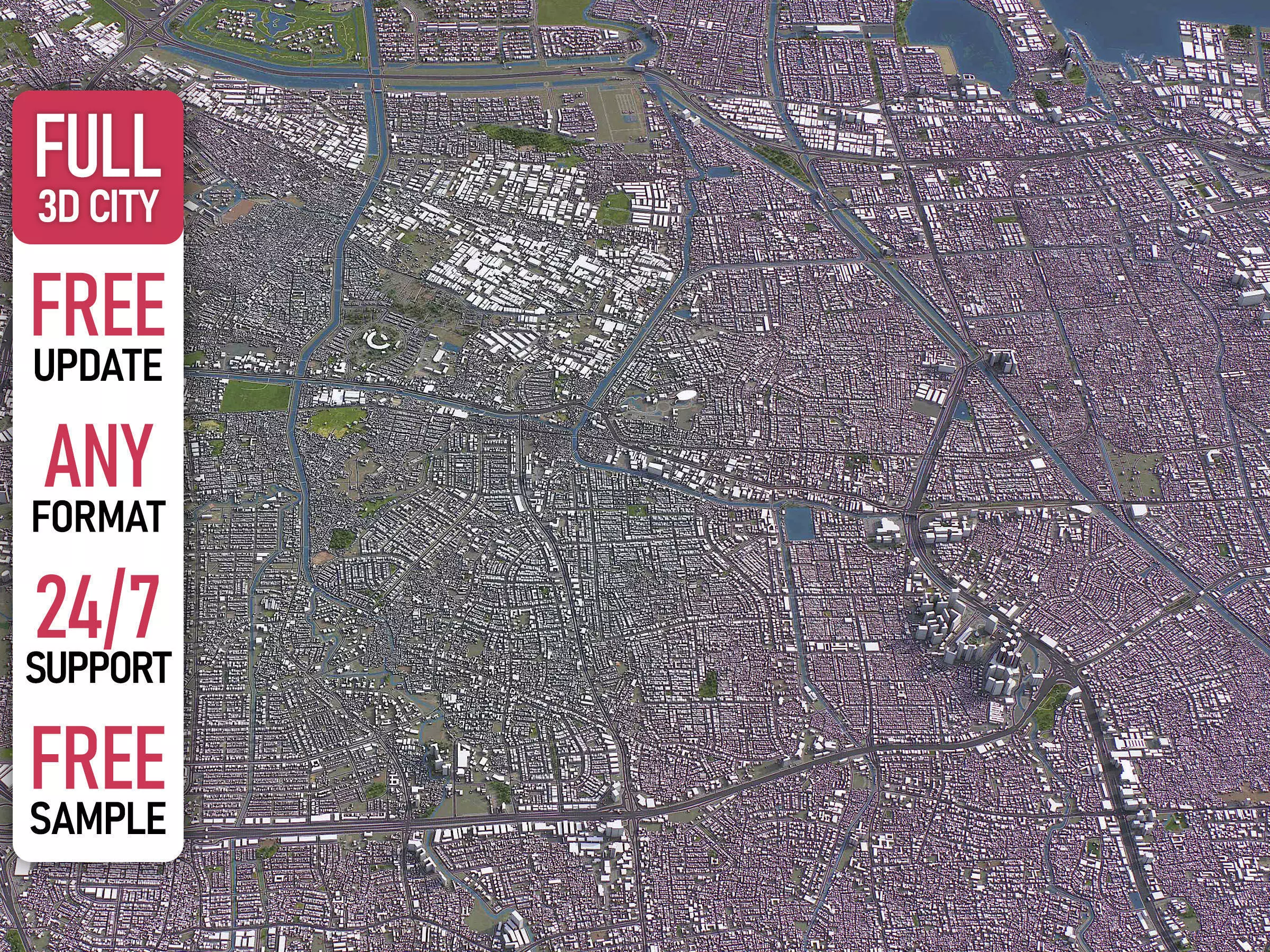Jakarta Barat - 3D City Model Low-poly 3D model_0