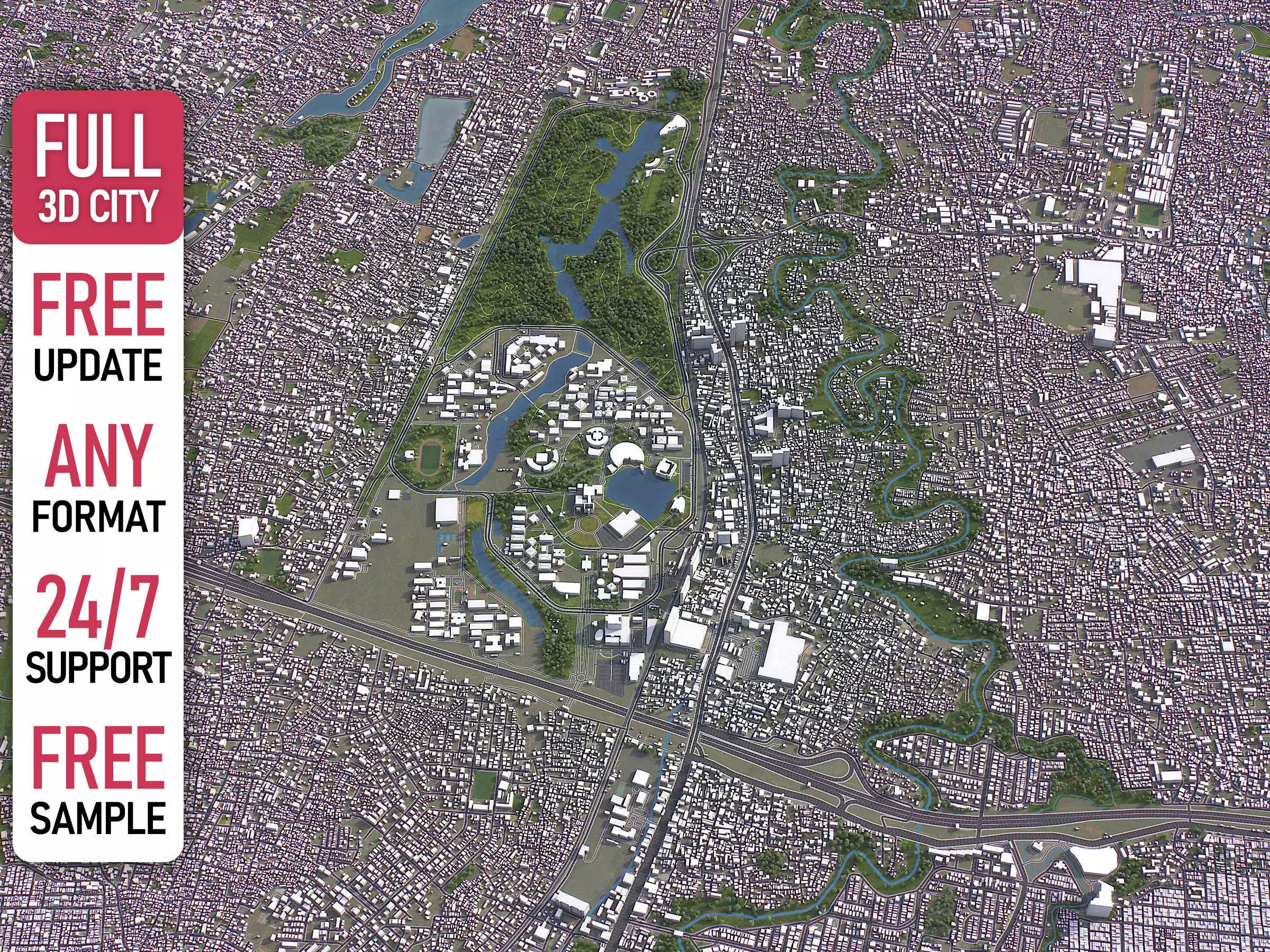 Depok - 3D City Model Low-poly 3D model_0