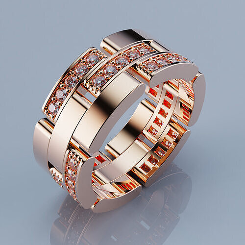 Rings Maillon Panthere All Sizes Collection Version3 3D print model