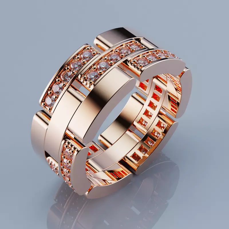 Rings Maillon Panthere All Sizes Collection Version3 3D print model_0