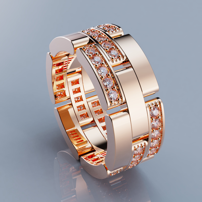 Rings Maillon Panthere All Sizes Collection Version3 3D print model_1