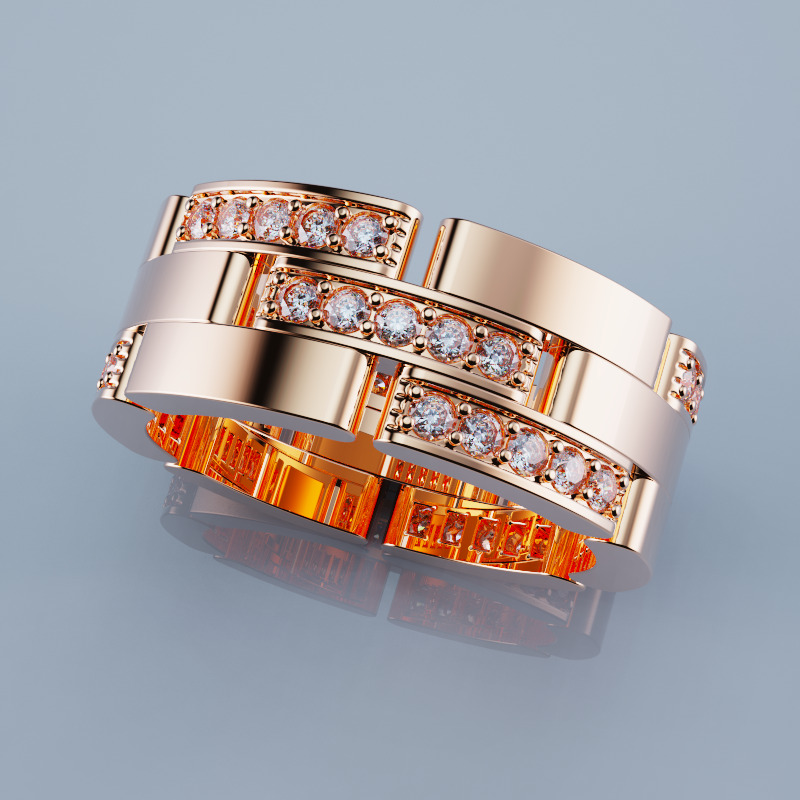 Rings Maillon Panthere All Sizes Collection Version3 3D print model_2