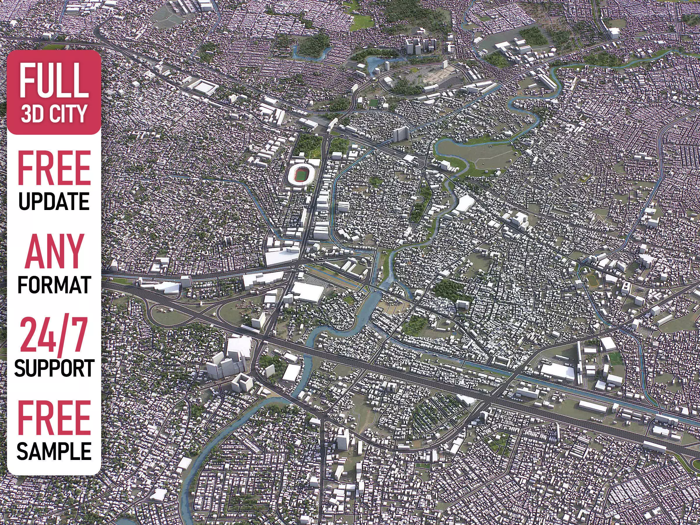 Bekasi - 3D City Model Low-poly 3D model_0